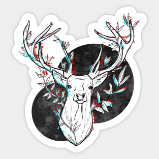 Fading Away - Glitching Abstract Deer Illustration in Black and White Sticker